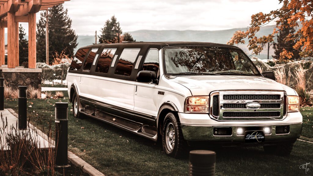 SUV limo parked outside of an okanagan winery
