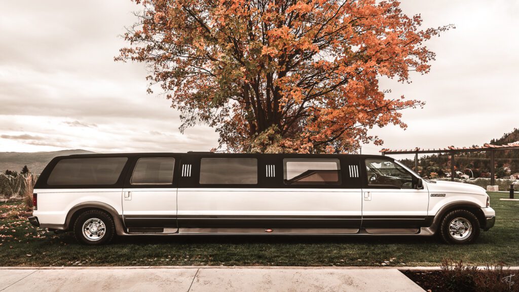 SUV limo parked outside of an okanagan winery